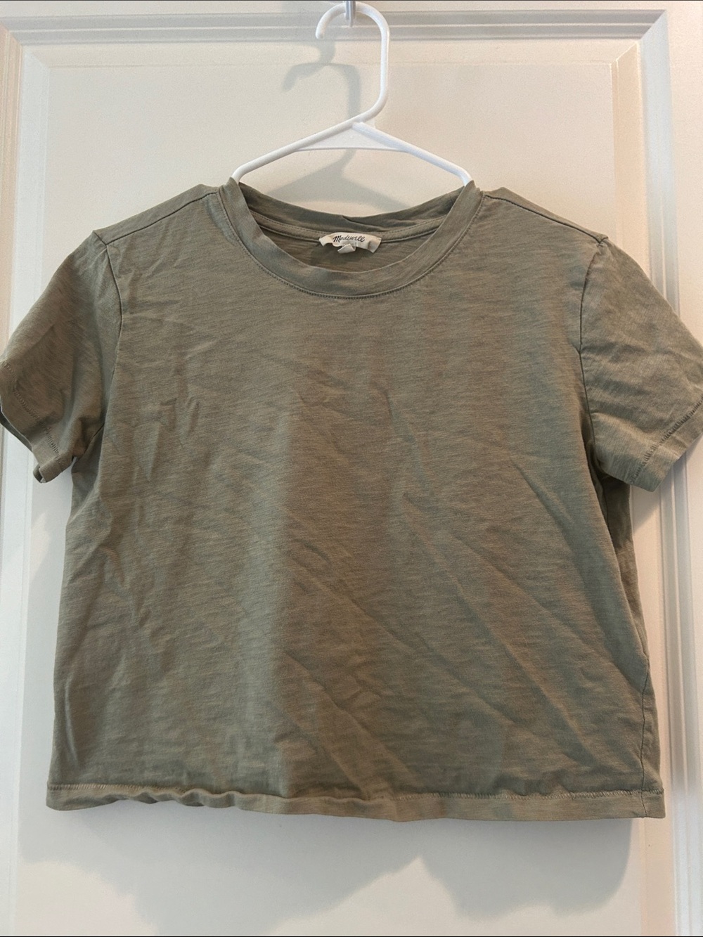 Madewell 100% Prima Cotton Sage Crewneck Cropped Boxy Tee short sleeves size XXS - Picture 8 of 9